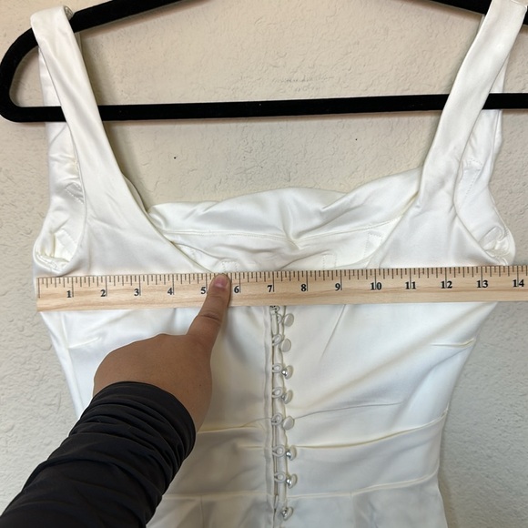 HOUSE OF CB 'Emilie' Off White Satin Mermaid Bridal Gown NWOT size XS - Picture 8 of 15